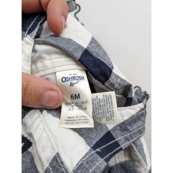 Oshkosh Navy/White Checkered Shortalls - Picture 2 of 4